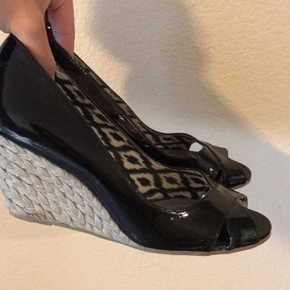 Size 9 wedded black heels. Only worn once.